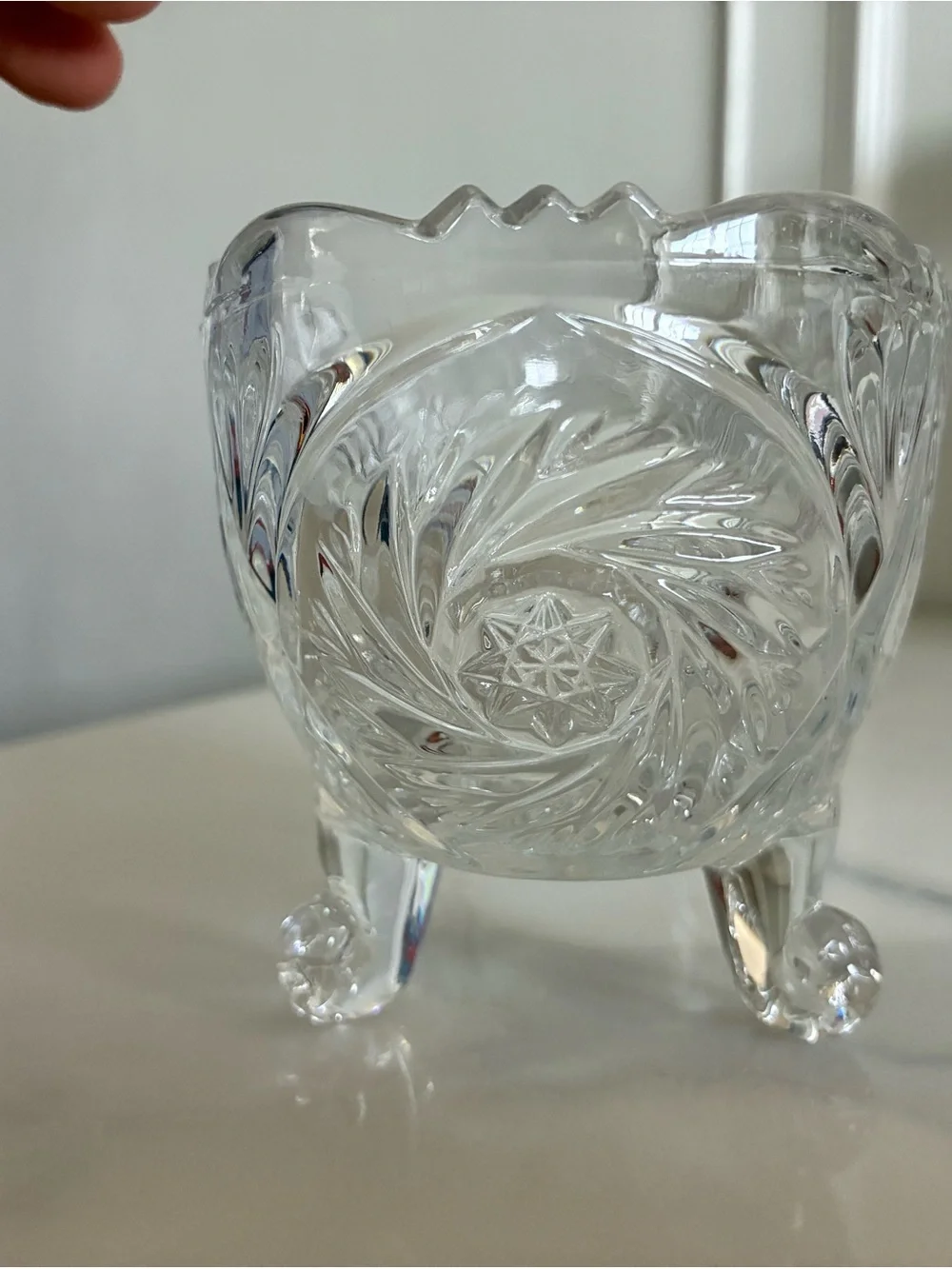 Clear Pressed Glass Footed Bowl - Elegant Crystal-Style Home Accent